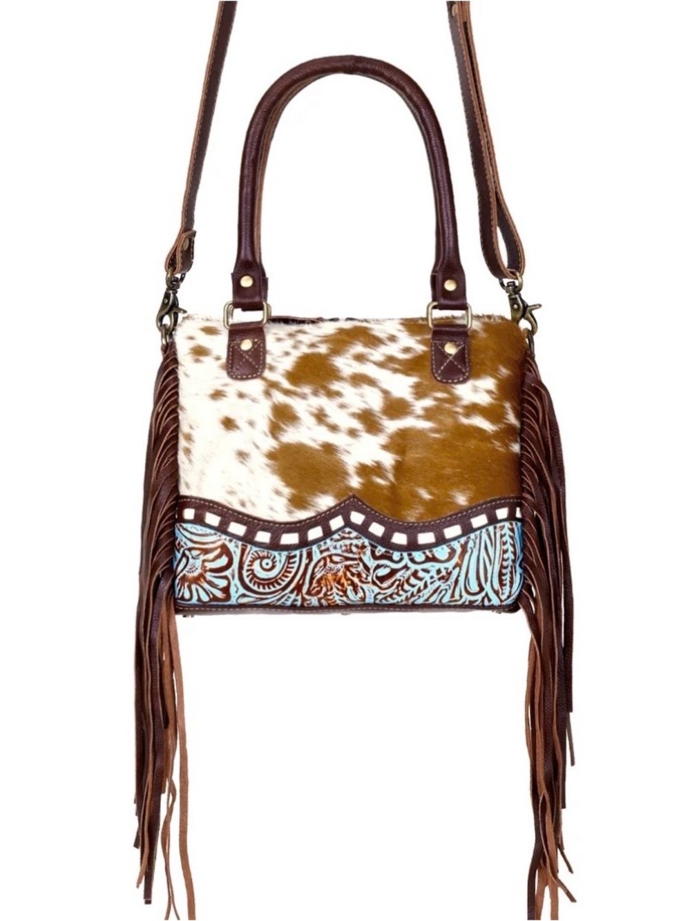 Myra Bag Cowhide Fringe Shoulder Concealed Bag